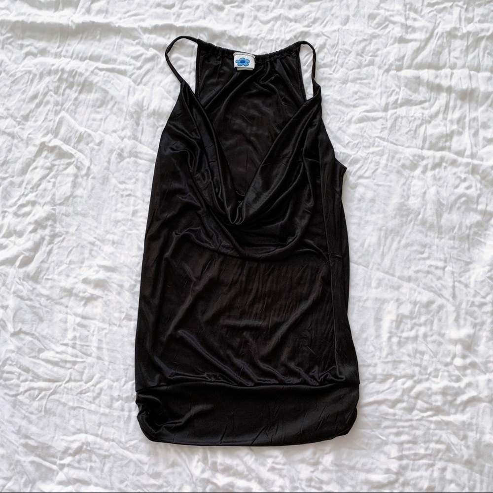 Y2K Vintage Cowl Neck Satin Top